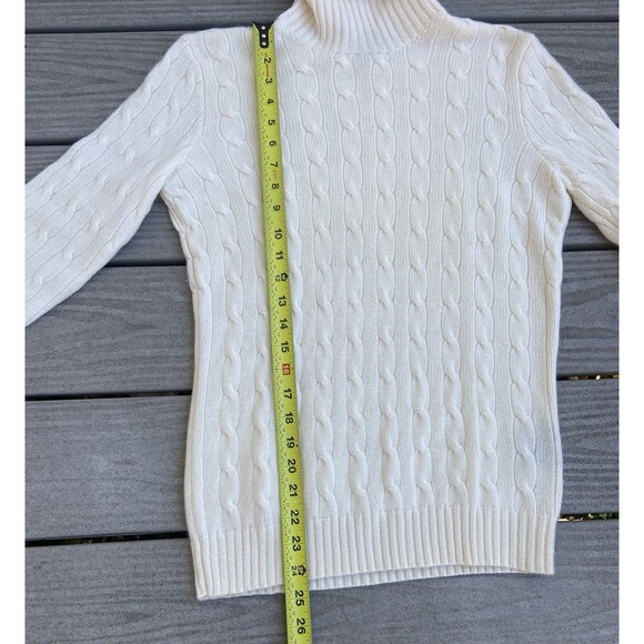 Ralph Lauren Black Label Women’s L Cashmere Ivory Turtleneck Cable Knit Sweater - Picture 11 of 16